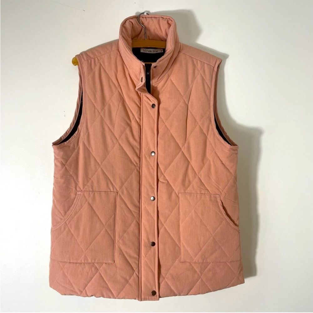 Michelle Mae Pink/Orange Puffer Quilted Vest Size XL NWOT